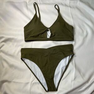 Army Green Ribbed Bikini